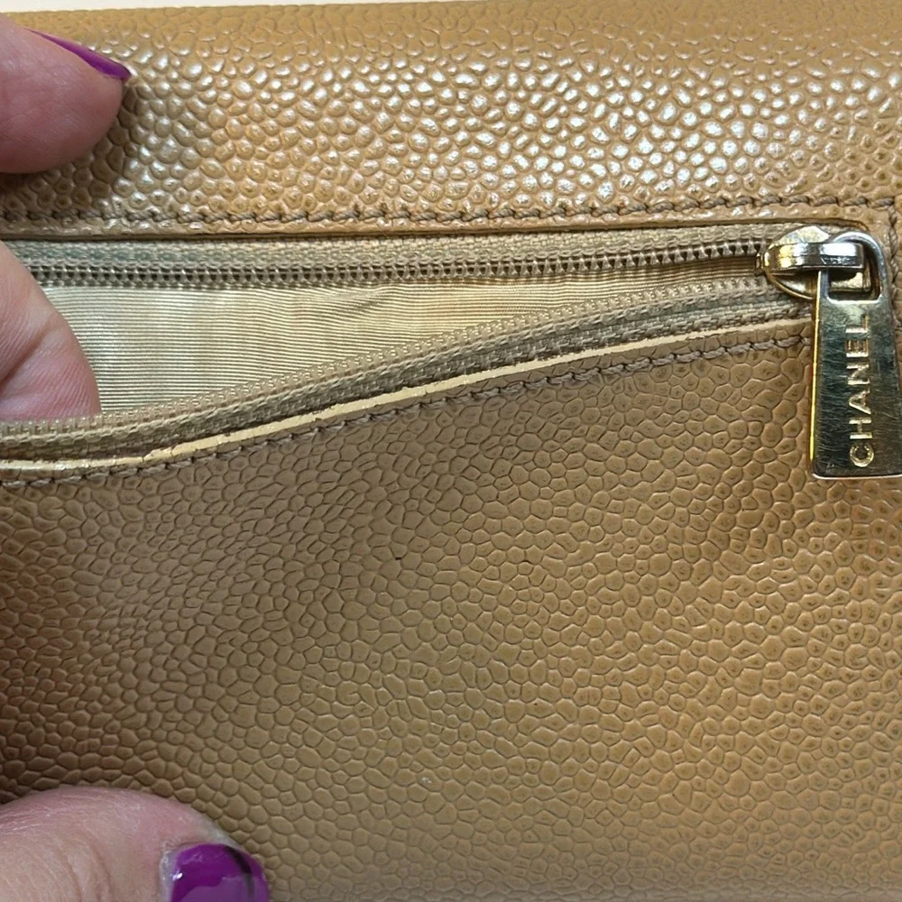 CHANEL CC Caviar Small Wallet Tan w/Serial Sticker 2002-2003 - Picture 12 of 14